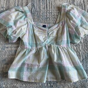 Old Navy Multicolor Plaid Off-Shoulder Top